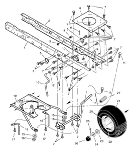 Front Frame Assembly Diagram and Parts List for 461604X99A 2004 Briggs and Stratton Lawn Tractor